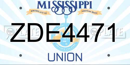 ZDE4471 Mississippi License Plate