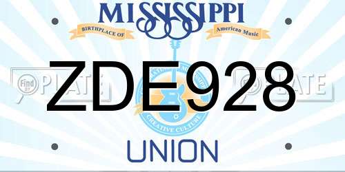 ZDE928 Mississippi License Plate