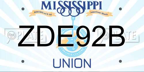 ZDE92B Mississippi License Plate