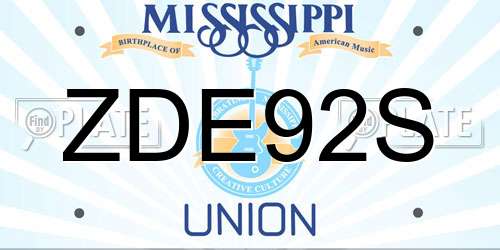 ZDE92S Mississippi License Plate