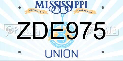 ZDE975 Mississippi License Plate
