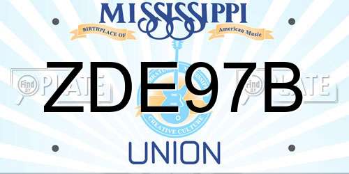 ZDE97B Mississippi License Plate