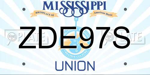 ZDE97S Mississippi License Plate