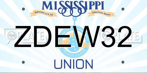 ZDEW32 Mississippi License Plate
