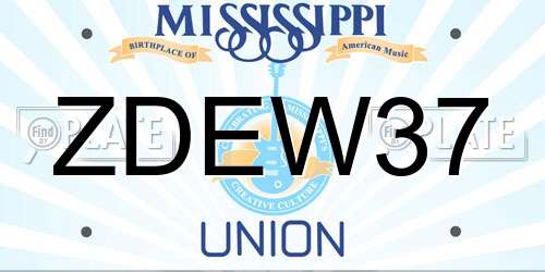 ZDEW37 Mississippi License Plate