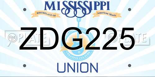 ZDG225 Mississippi License Plate