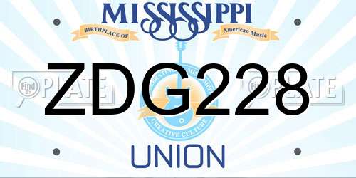ZDG228 Mississippi License Plate