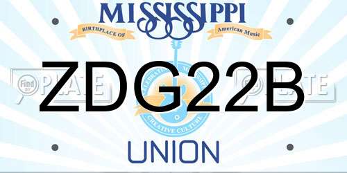 ZDG22B Mississippi License Plate