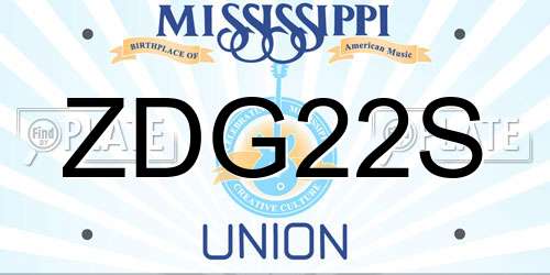 ZDG22S Mississippi License Plate