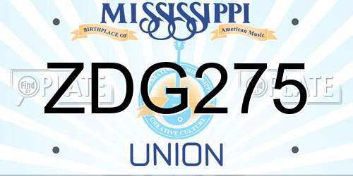 ZDG275 Mississippi License Plate