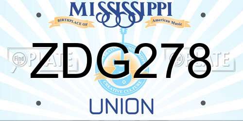 ZDG278 Mississippi License Plate