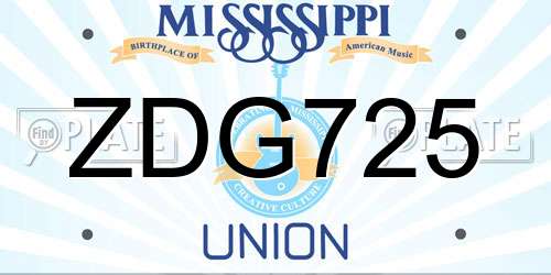 ZDG725 Mississippi License Plate