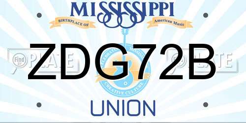 ZDG72B Mississippi License Plate