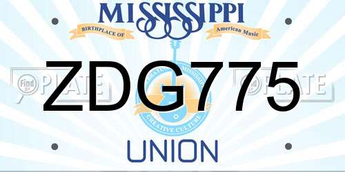 ZDG775 Mississippi License Plate