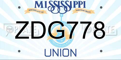 ZDG778 Mississippi License Plate