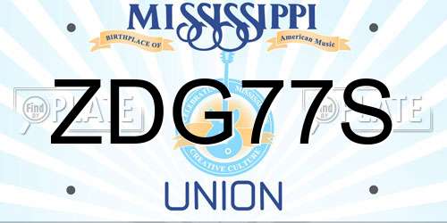 ZDG77S Mississippi License Plate