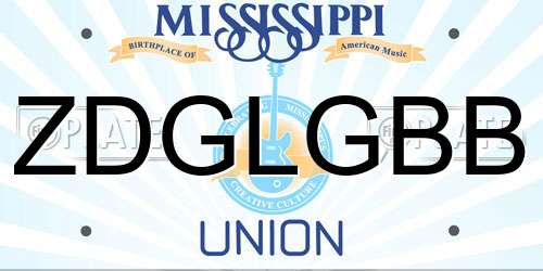ZDGLGBB Mississippi License Plate