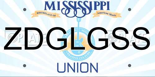 ZDGLGSS Mississippi License Plate
