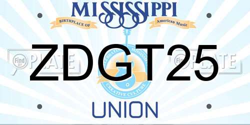ZDGT25 Mississippi License Plate