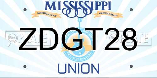 ZDGT28 Mississippi License Plate