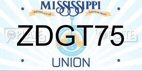 ZDGT75 Mississippi License Plate