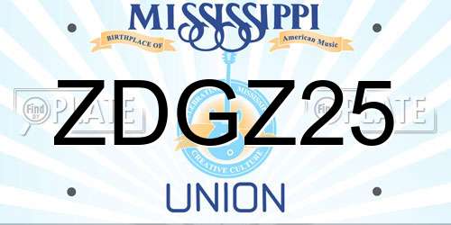 ZDGZ25 Mississippi License Plate