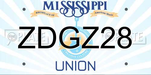 ZDGZ28 Mississippi License Plate