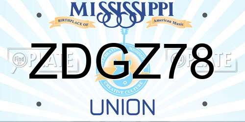 ZDGZ78 Mississippi License Plate