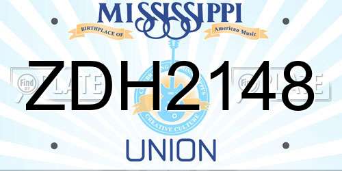 ZDH2148 Mississippi License Plate