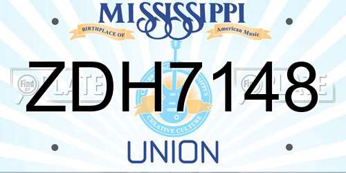 ZDH7148 Mississippi License Plate