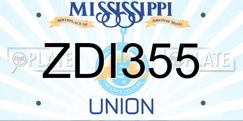 ZDI355 Mississippi License Plate
