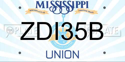 ZDI35B Mississippi License Plate