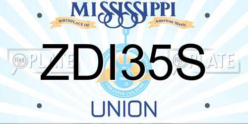 ZDI35S Mississippi License Plate