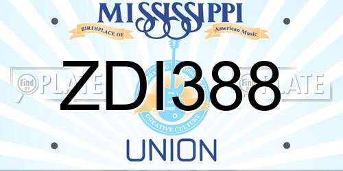 ZDI388 Mississippi License Plate