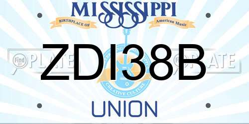 ZDI38B Mississippi License Plate