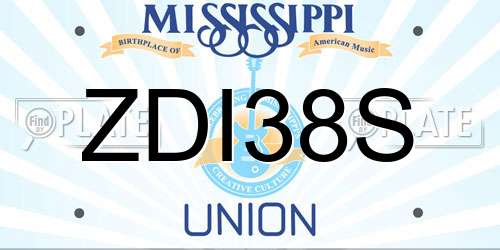 ZDI38S Mississippi License Plate