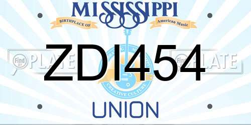 ZDI454 Mississippi License Plate