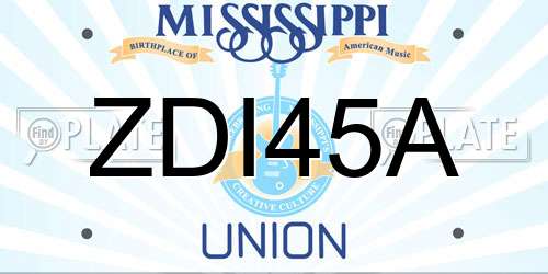 ZDI45A Mississippi License Plate