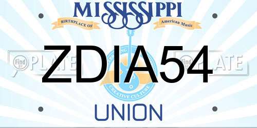 ZDIA54 Mississippi License Plate