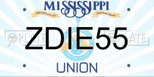 ZDIE55 Mississippi License Plate