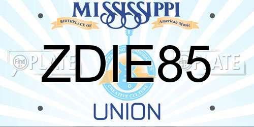 ZDIE85 Mississippi License Plate