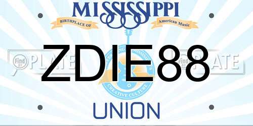ZDIE88 Mississippi License Plate