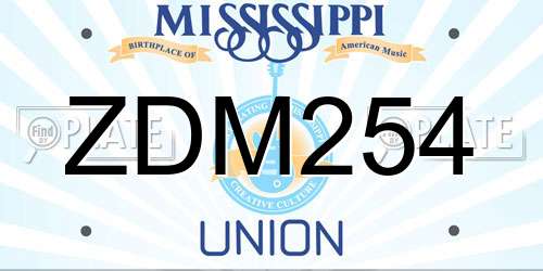 ZDM254 Mississippi License Plate