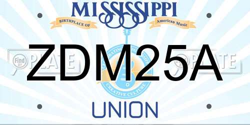 ZDM25A Mississippi License Plate