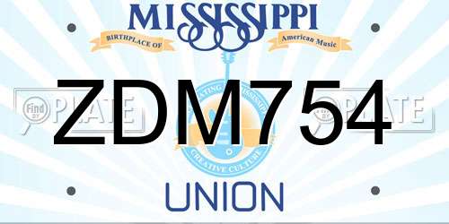 ZDM754 Mississippi License Plate