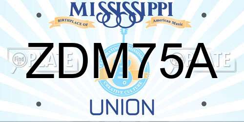 ZDM75A Mississippi License Plate