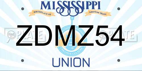 ZDMZ54 Mississippi License Plate