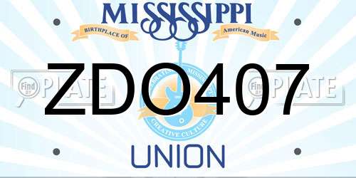 ZDO407 Mississippi License Plate