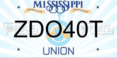 ZDO40T Mississippi License Plate