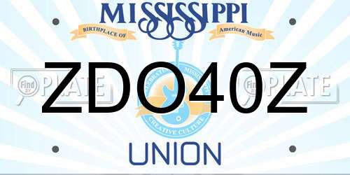 ZDO40Z Mississippi License Plate